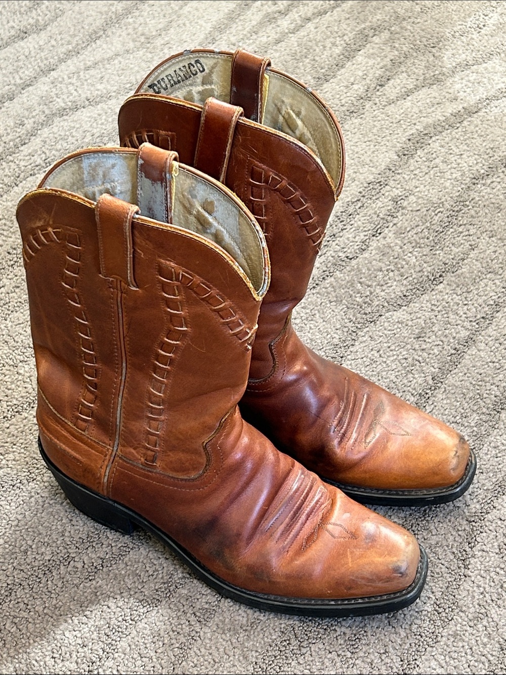 Durango Mens Brown Leather Heeled Cowboy Boots Size 8.5 D